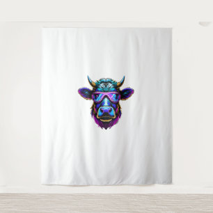 Cow head cow glasses funny cool colourful  tapestry