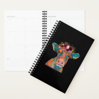 Cow Head Face Colourful Watercolor | Cow Gifts  Planner