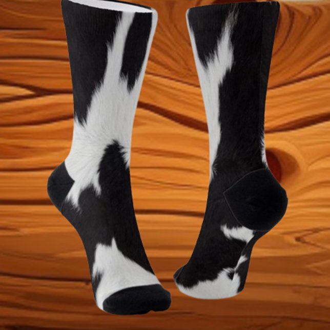 Cow hide Black and White Crew Socks (Perfect for animal lovers, these cozy socks add fun to any outfit. Shop now!)