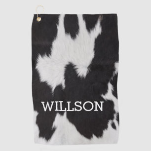 Cow hide Black and White Golf Towel