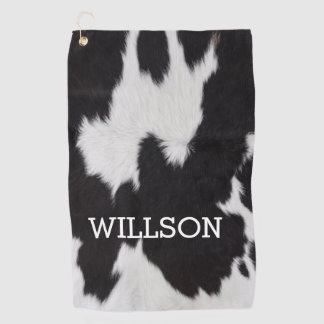 Cow hide Black and White Golf Towel