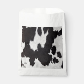 cow hide black white favour bags