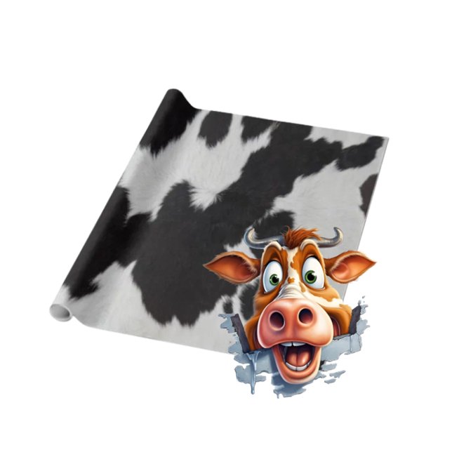 cow hide black white  wrapping paper (Black and White Cow )