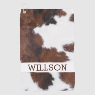 Cow hide Brown and White Golf Towel