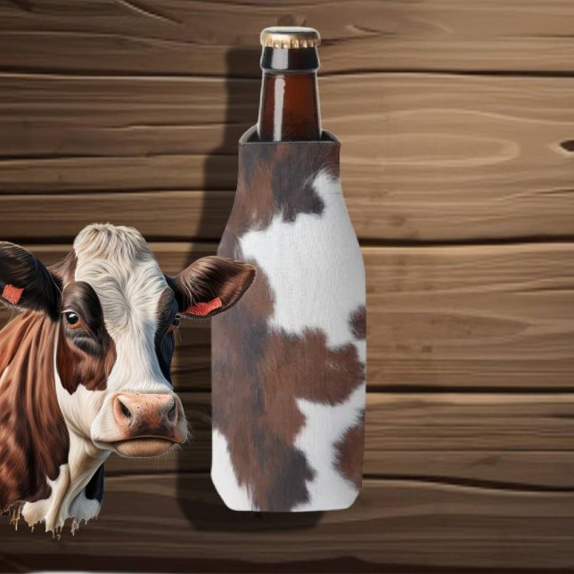 cow hide brown white  bottle cooler (Creator Uploaded)