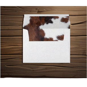 cow hide brown white envelope