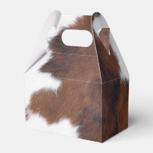 cow hide brown white favour box