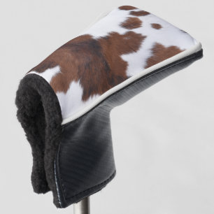 cow hide brown white golf head cover