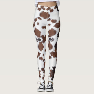 cow hide brown white leggings
