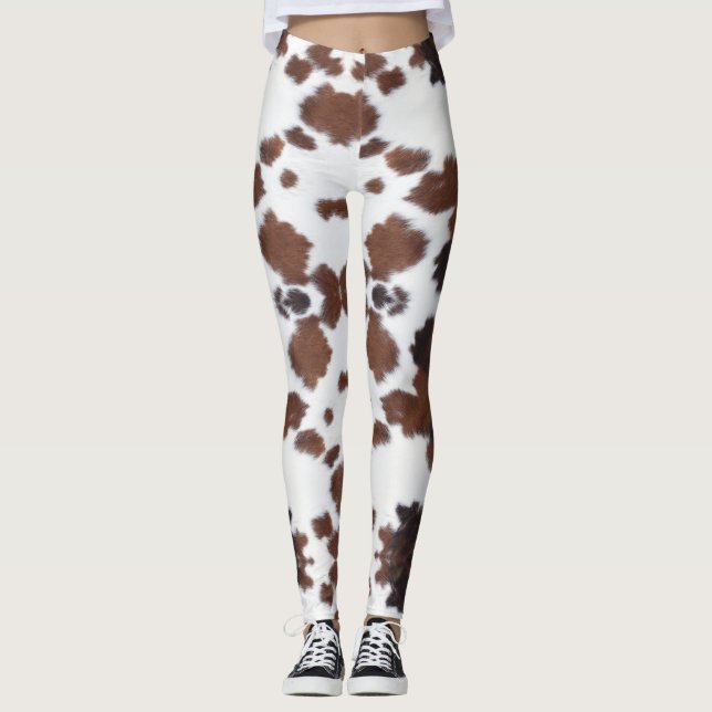 cow hide brown white   leggings (Front)