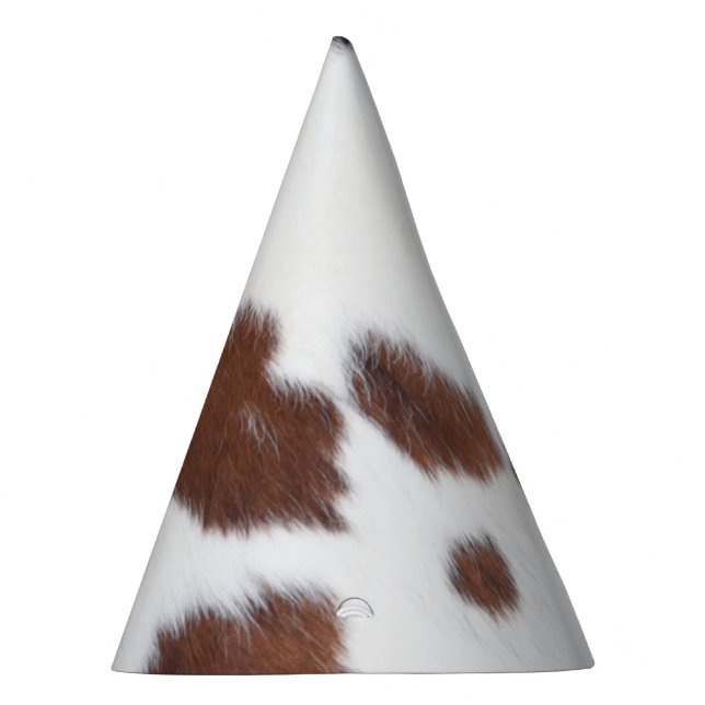 cow hide brown white    party hat (Right)