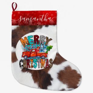 Cow hide farm Van Christmas Stocking