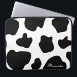 Cow hide pattern laptop sleeve | Cute animal print<br><div class="desc">Cow hide pattern laptop sleeve | Cute farm animal print. Cute Birthday gift idea for cow lovers,  cowboys and cowgirls.  Personalizable cowhide with your name,  monogram or quote. Blochy black and white cow hide design. Western theme.</div>