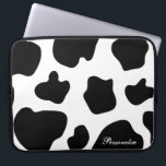 Cow hide pattern laptop sleeve | Cute animal print<br><div class="desc">Cow hide pattern laptop sleeve | Cute farm animal print. Cute Birthday gift idea for cow lovers,  cowboys and cowgirls.  Personalizable cowhide with your name,  monogram or quote. Blochy black and white cow hide design. Western theme.</div>
