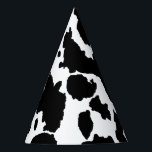 Cow Hide Print Party Hat<br><div class="desc">Black Spotted Cow Print print with editable base colour (white)</div>