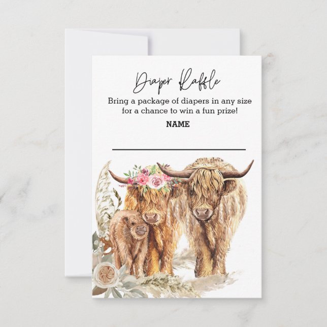 Cow Highland Baby Shower Couples Diaper Raffle Invitation (Front)