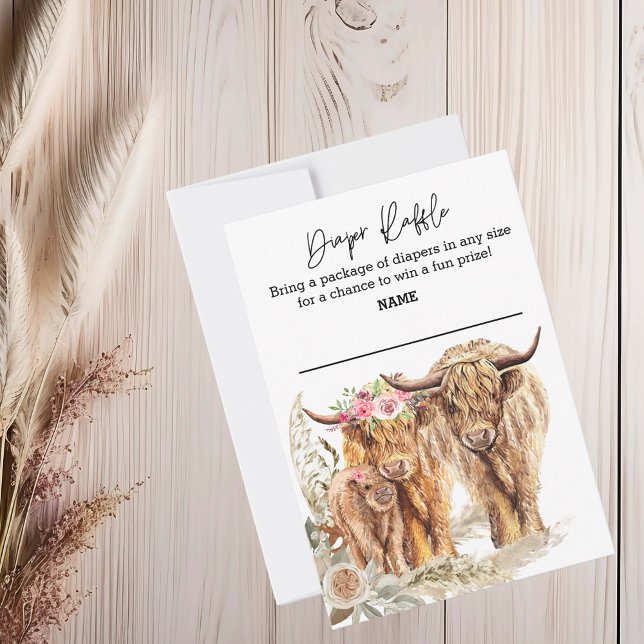 Cow Highland Baby Shower Couples Diaper Raffle Invitation (Creator Uploaded)