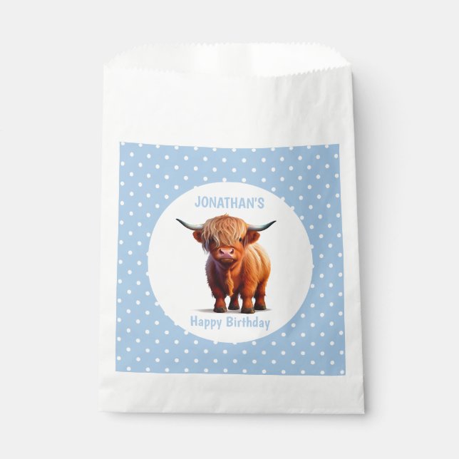 Cow Highland BLUE Favour Bags (Front)