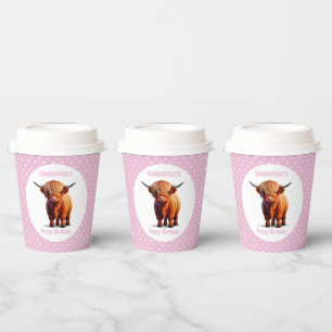 Cow Highland Pink Paper Cups