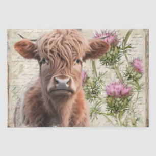 Cow Highland Scotland Thistle Watercolor Tissue Paper