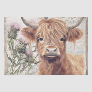 Cow Highland Scotland Thistle Watercolor Tissue Paper