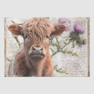 Cow Highland Scotland Thistle Watercolor Tissue Paper