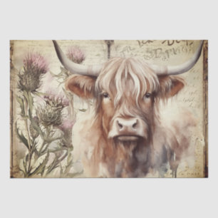 Cow Highland Scotland Thistle Watercolor Tissue Paper
