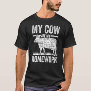 Cow Homework Farm Animals Parent School T-Shirt