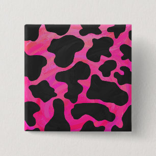 Cow Hot Pink and Black Print 15 Cm Square Badge
