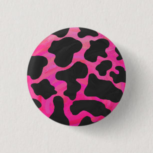 Cow Hot Pink and Black Print 3 Cm Round Badge