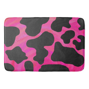 Cow Hot Pink and Black Print Bath Mat