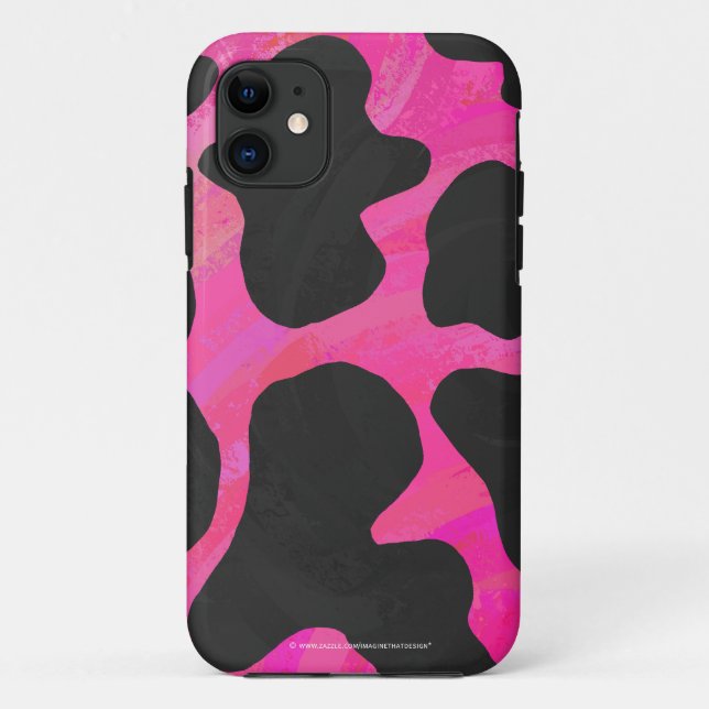 Cow Hot Pink and Black Print Case-Mate iPhone Case (Back)