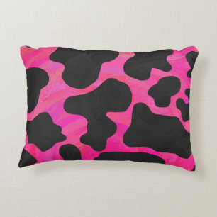 Cow Hot Pink and Black Print Decorative Cushion