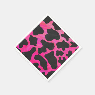 Cow Hot Pink and Black Print Napkin