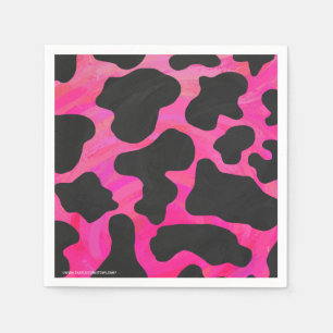 Cow Hot Pink and Black Print Napkin