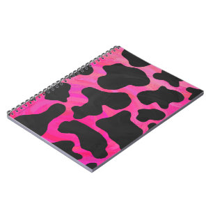 Cow Hot Pink and Black Print Notebook
