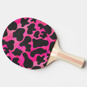 Cow Hot Pink and Black Print Ping Pong Paddle