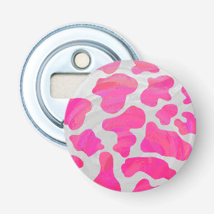 Cow Hot Pink and White Print Bottle Opener
