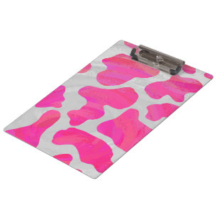 Cow Hot Pink and White Print Clipboard