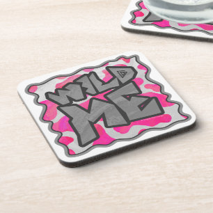 Cow Hot Pink and White Print Coaster