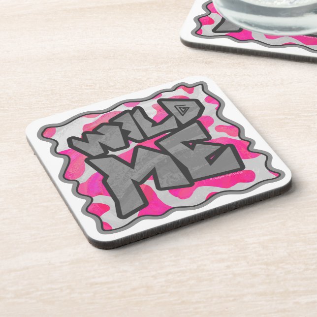 Cow Hot Pink and White Print Coaster (Left Side)