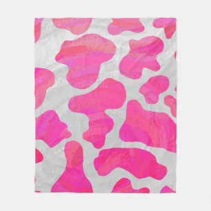 Cow Hot Pink and White Print Fleece Blanket