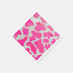 Cow Hot Pink and White Print Napkin