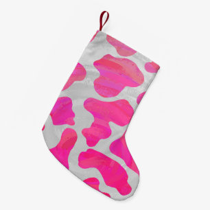 Cow Hot Pink and White Print Small Christmas Stocking
