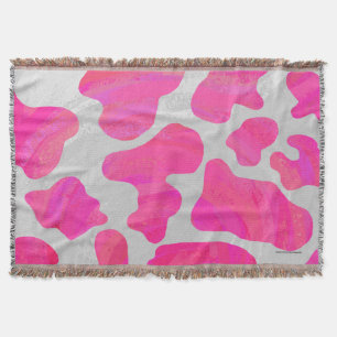 Cow Hot Pink and White Print Throw Blanket