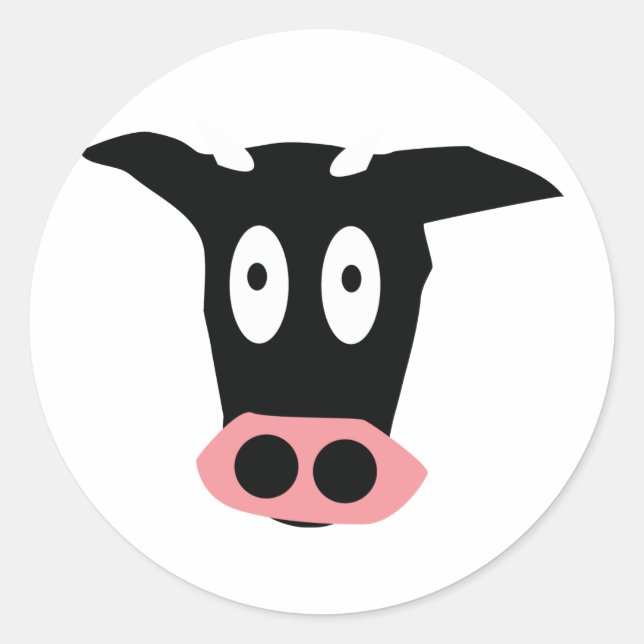 cow icon classic round sticker (Front)