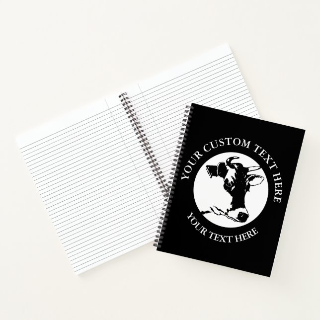 Cow Icon Logo Custom Text  Notebook (Inside)