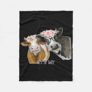 Cow If We Get In Trouble Its My Besties Fault  Fleece Blanket