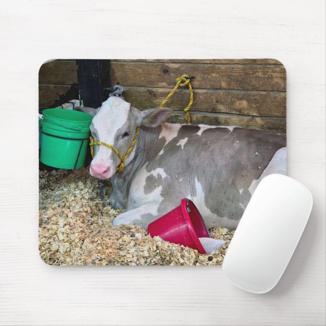 Cow In a Barn Pen with Buckets Mouse Pad (With Mouse)
