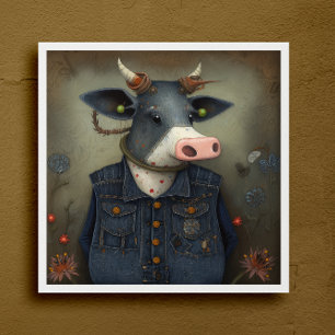 Cow in Couture - Funny cow in a costume Poster